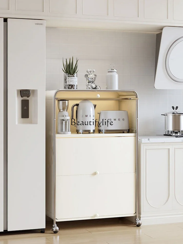

Kitchen rack floor-to-ceiling multi-layer dining side cabinet integrated against the wall Multifunctional oven storage cabinet