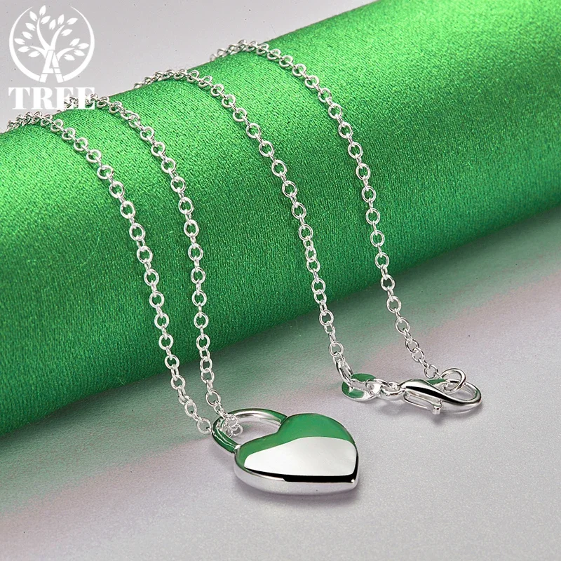 ALITREE 925 Sterling Silver Necklaces High Quality Heart Lock Pendant Necklace Women Neck Chain Fashion Party Wedding Jewelry