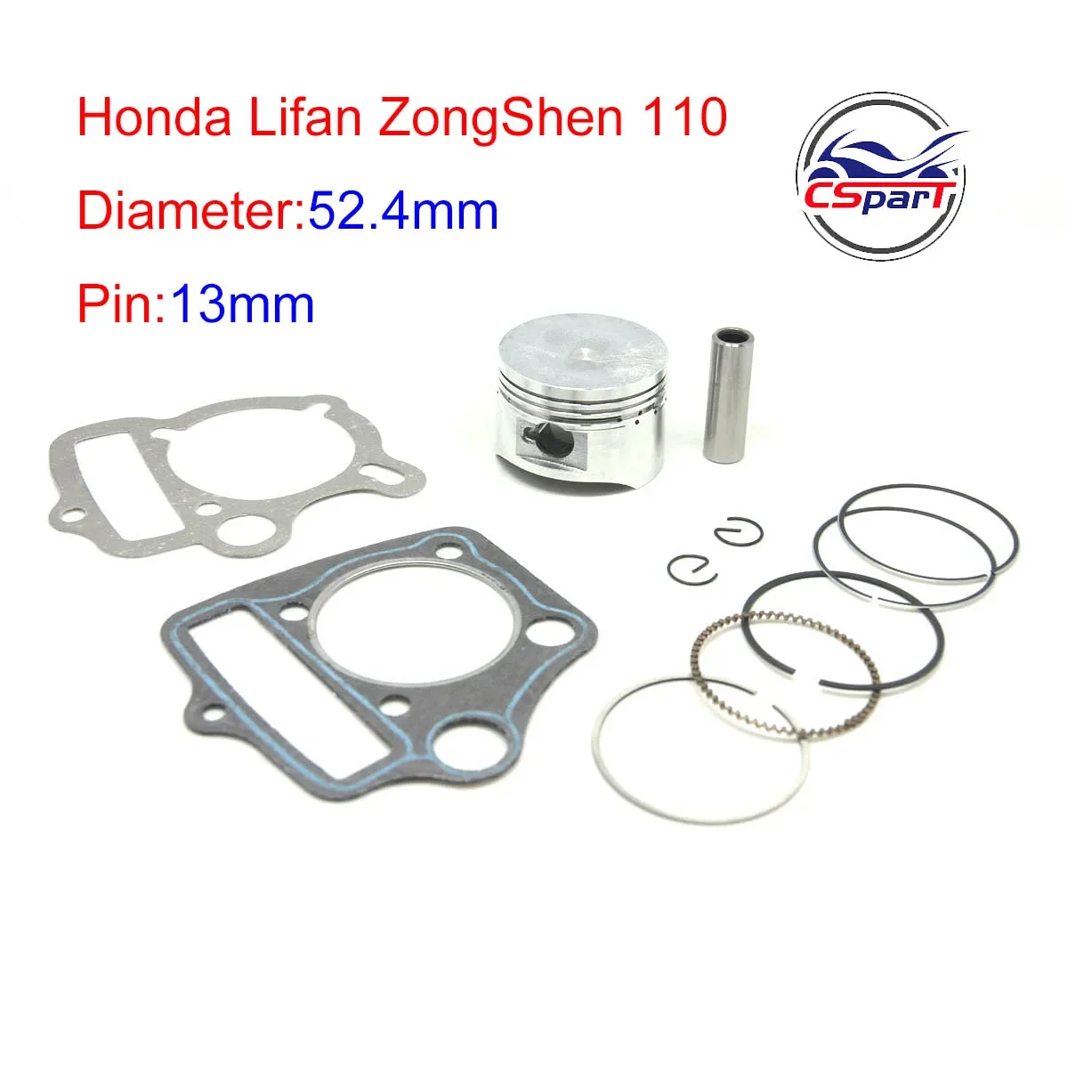 110cc 52.4MM 13MM pierścienie tłokowe zestaw uszczelek ATV Dirt Pit rowery Kazuma SunL Taotao Lifan ZongShen Loncin