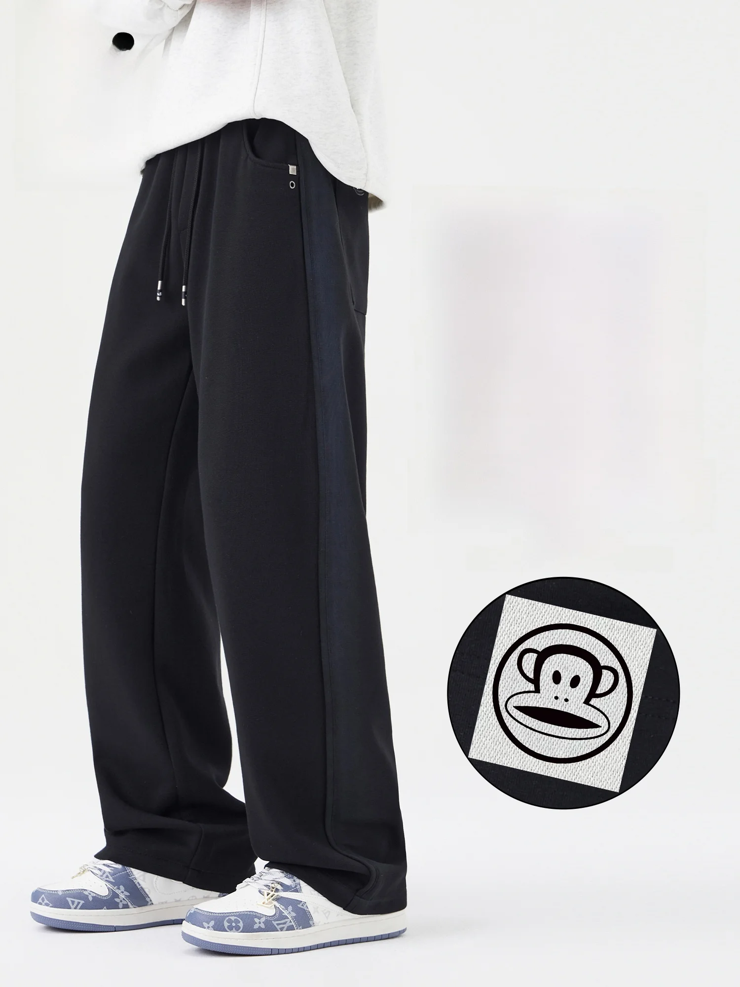 

PaulFrank Men's American Sle Casual Pants Straight Leg Loose Wide Leg Knife Pants Spring Slimming Comfortable Leisure Trousers