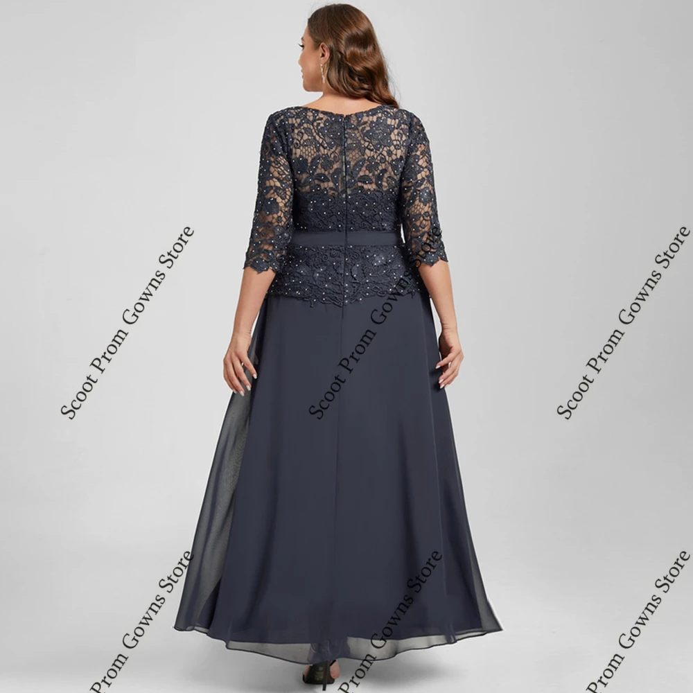 فساتين أم العروس باللون الرمادي مع شيفون 3/4 كم فساتين حفلات الزفاف للنساء لصيف 2025 رداء الشاطئ الجديد De Soirée