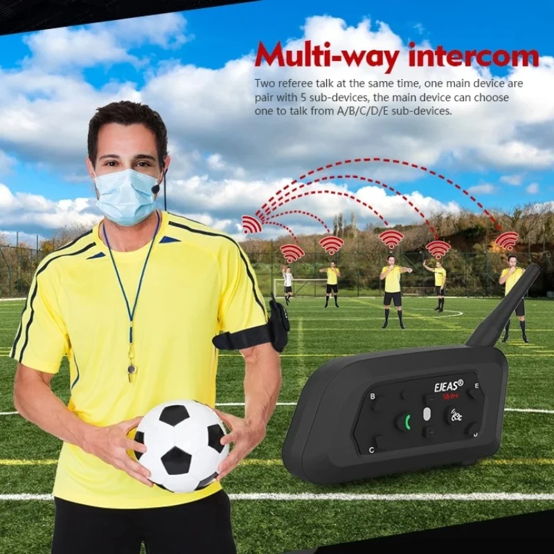 EJEAS V6C PRO Football Referee Ear Hanging Interphone Full Duplex Wireless Bluetooth Headset Best Soccer Communicator Waterproof