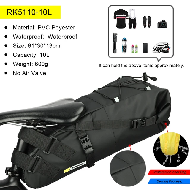 Rhinowalk Wasserdichte Fahrradsatteltasche, große Kapazität, Fahrradsatteltasche, Radfahren, faltbar, Hecktasche, MTB, Rennrad