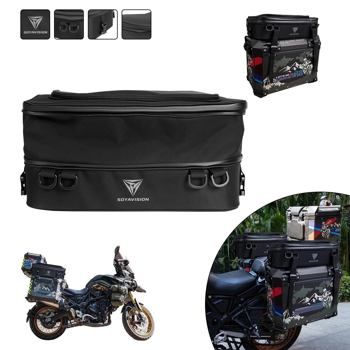 SOYAVISION Motorcycle Vario Case Luggage Bag Aluminum bags For BMW R1200GS LC Adventure GS R1200 1250 LC Side Case Luggage