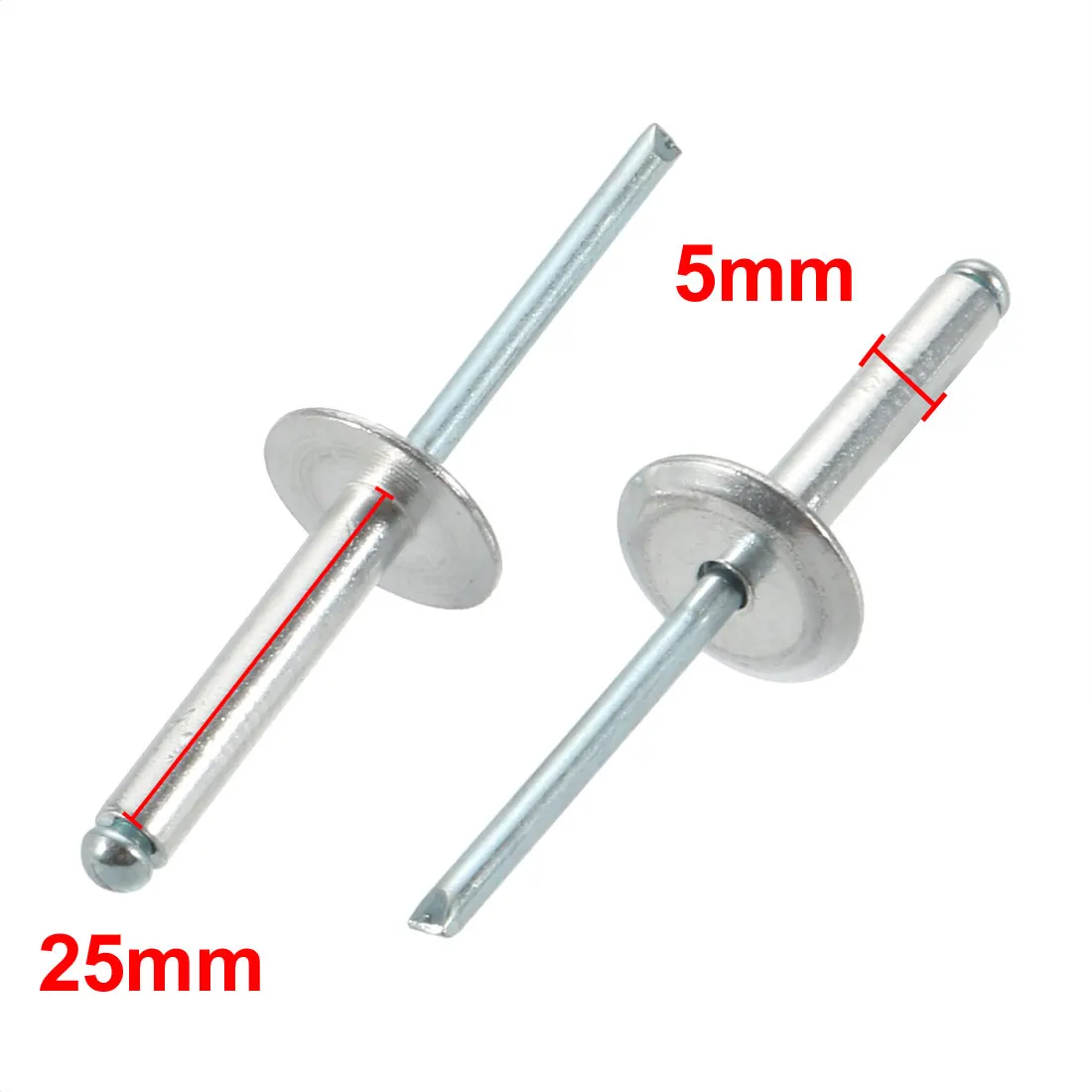 UXCELL 20 pz 5 mmx1 8/20/25mm rivetti in alluminio Open End grande flangia rivetto cieco per macchine aeronautiche elementi di fissaggio per mobili