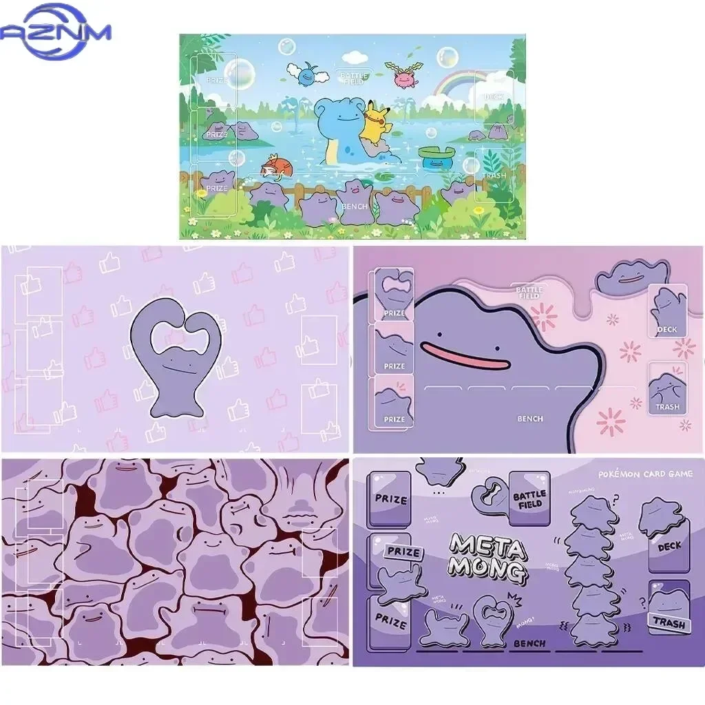 Cute Purple Shape Cartoon Creature Card Game Playmat Mouse Pad Rubber Non Slip Desk Mat for Gaming Computer Table Decor