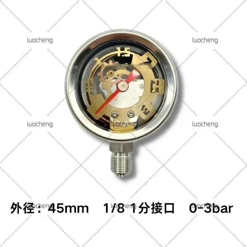 For Coffee Machine Pressure Gauge Pneumatic Hollow Side Out 1 Minute 1/8 Interface All Stainless Steel