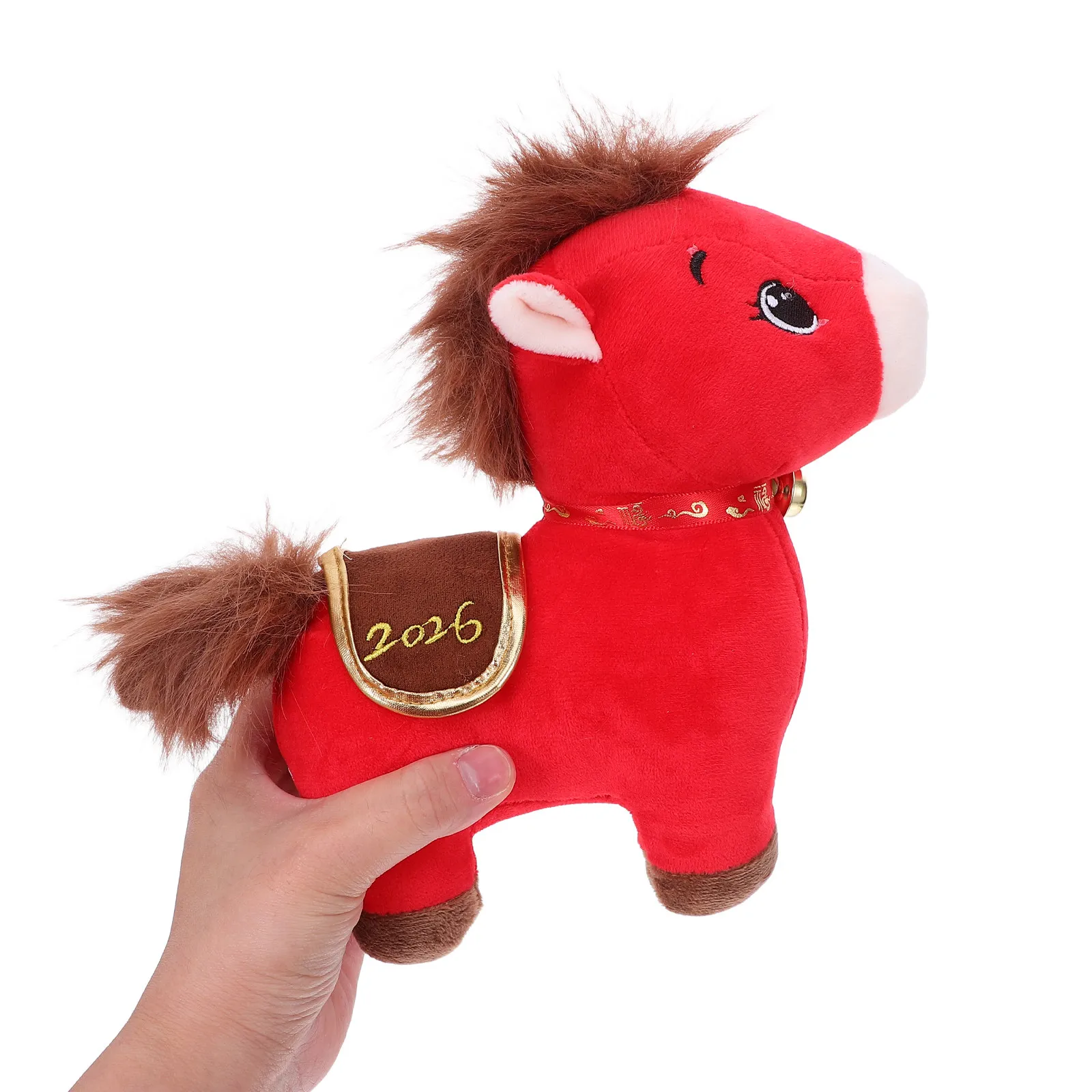 มาสคอตสัตว์จีนขนาด 20 ซม. ปี 2026 ปีฉลองเทศกาลฤดูใบไม้ผลิ มาสคอตม้า สำหรับเทศกาล ของขวัญ ตกแต่ง รูปม้า