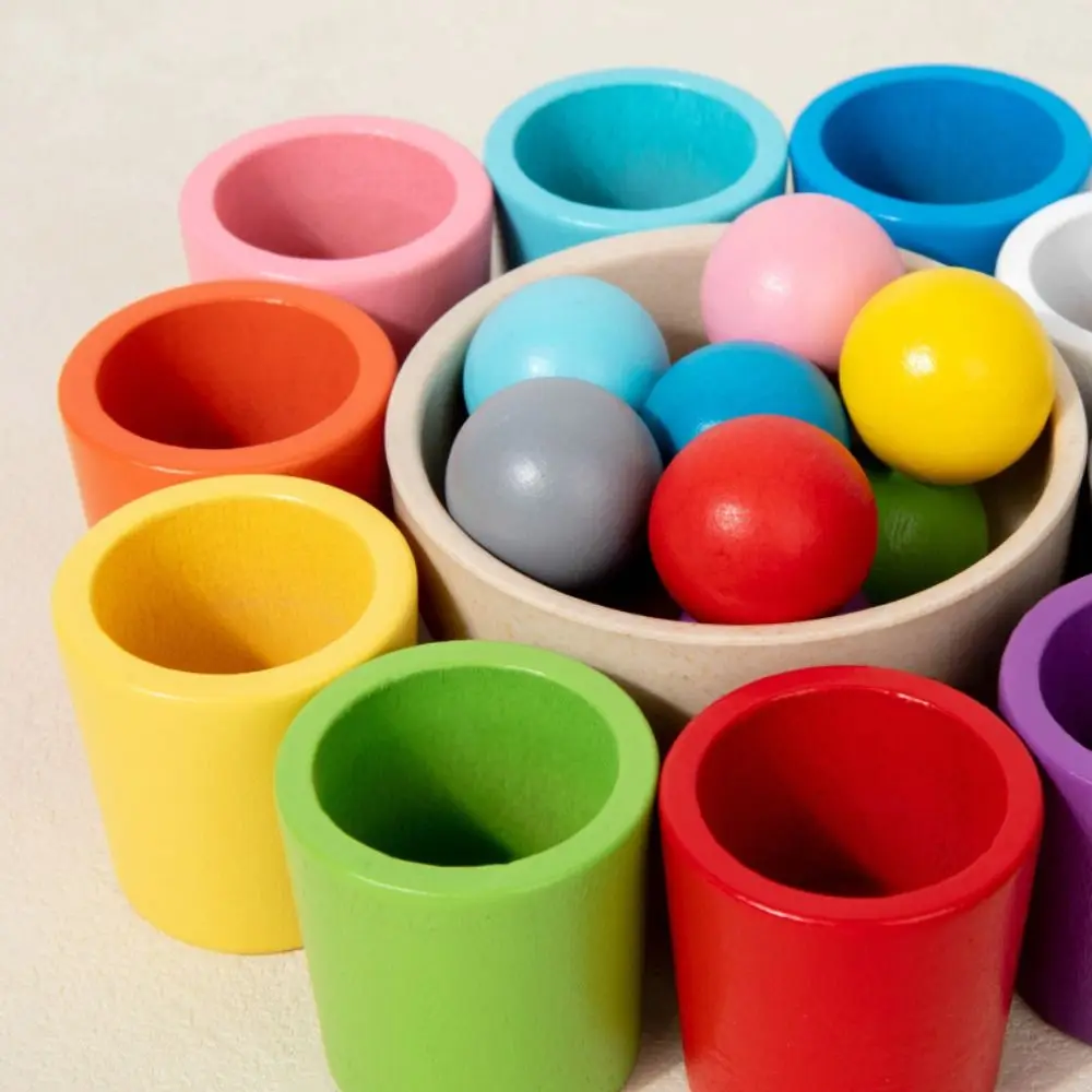 Juego clasificador de 10 colores, juguetes, juegos cognitivos, pelotas de educación temprana en tazas, entrenamiento de madera Montessori, clasificación, juguetes a juego