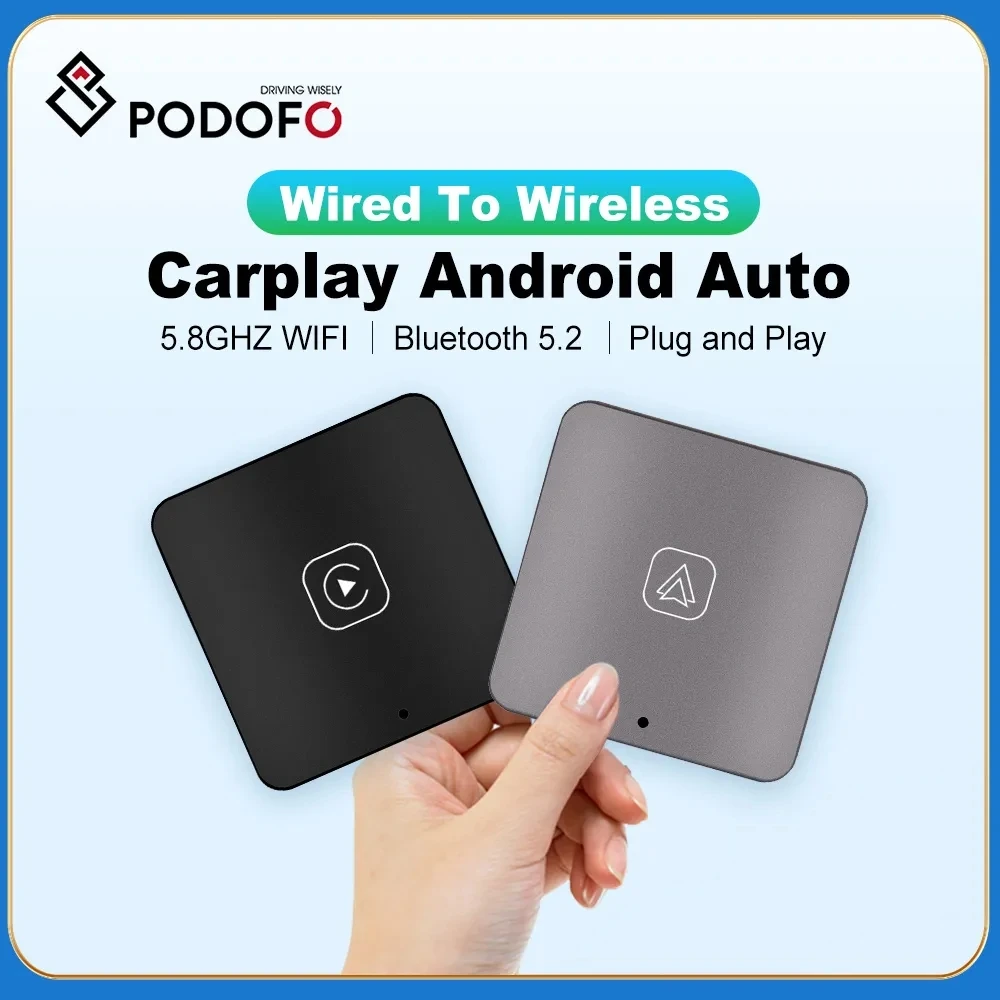 Podofo Wired to Wireless Carplay Ai Box for UniversalToyota Mazda Nissan Camry Suzuki Subaru Audi Mercedes Kia Ford Opel