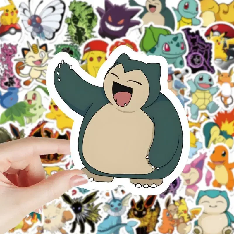 100 sztuk Pokemon Pikachu naklejki fajne Anime naklejki DIY deskorolka telefon Laptop wodoodporna śliczna naklejka z motywem kreskówkowym zabawki dla dzieci wystrój