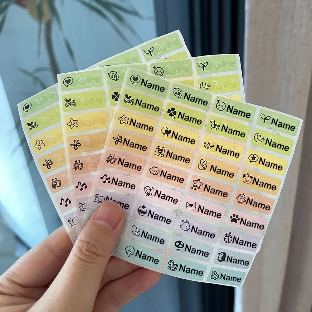 120PCS Name Sticker Customized Sticker Waterproof Personalized Label Children School Stationery Cartoon Colour Label 22x9mm