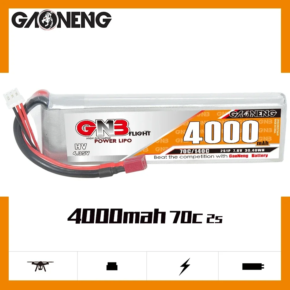 GAONENG GNB 4000mAh HV 2S 70C MAX 140C 7.6V XT90 XT60 Deans T wtyk bateria LiPo dla 1/10 i 1/8 skala RC łódź samochodowa