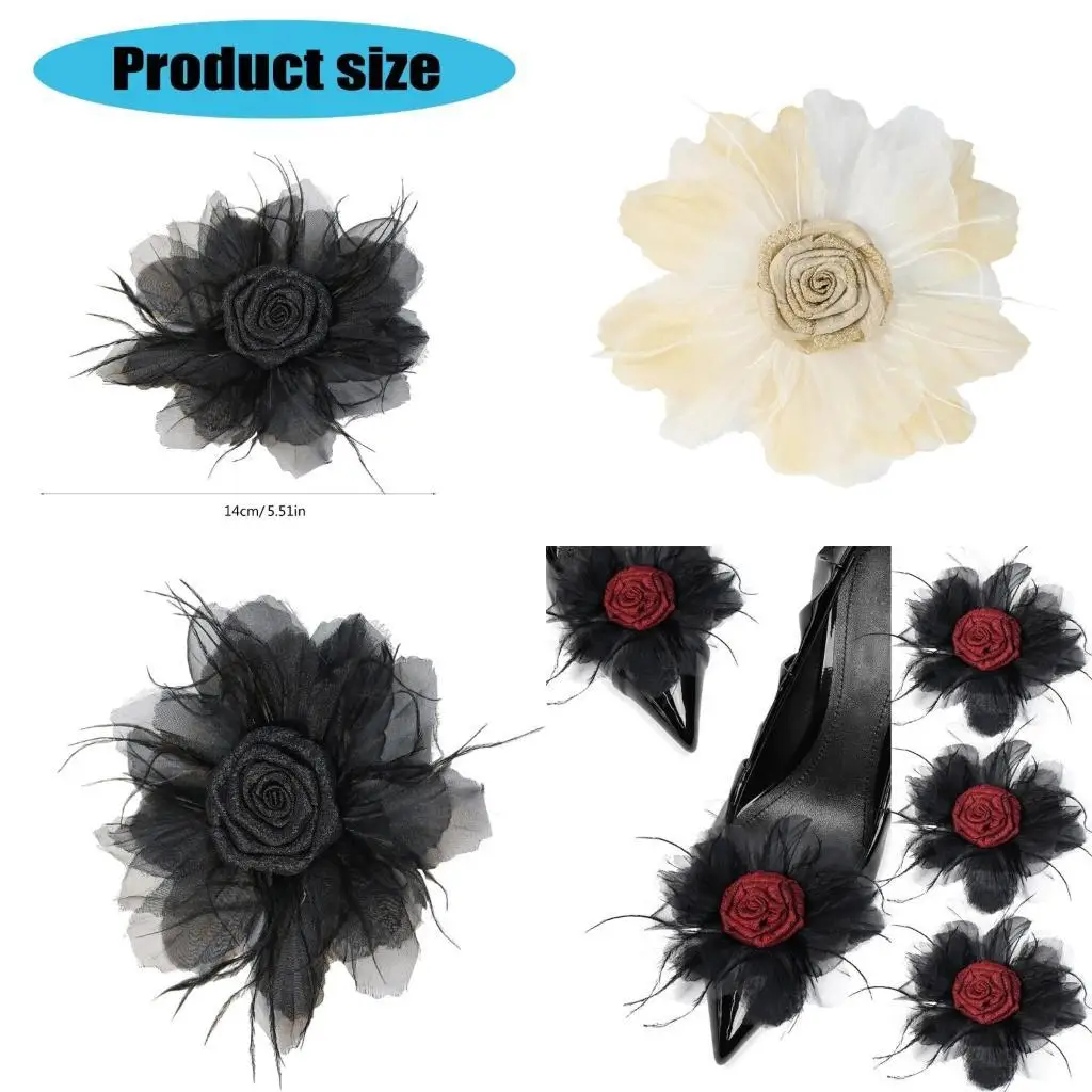 

R1WE Organza Flower Brooch Organza Peateriqu