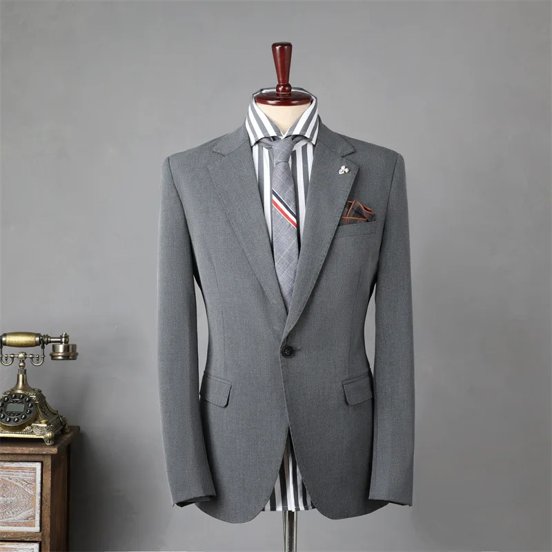 

X041 commuter simple business casual double-breasted suit high-grade groom best man men's slim small suit