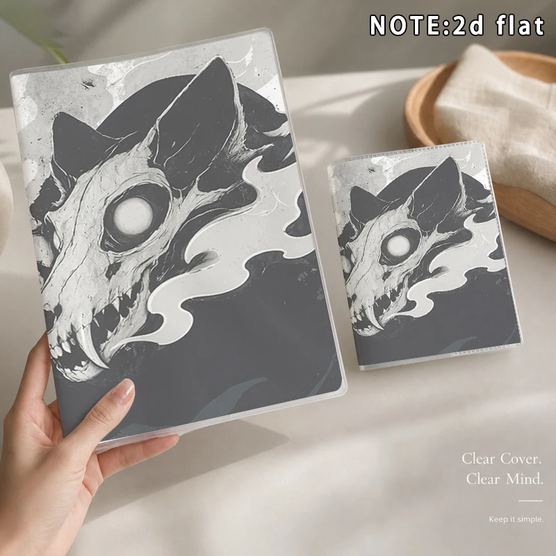 Gothic Animal Skull Notebook A5 A7 Size Journal Diary Clear Cover Notepad Dark Art Pattern Stationery Halloween Gift For Teens