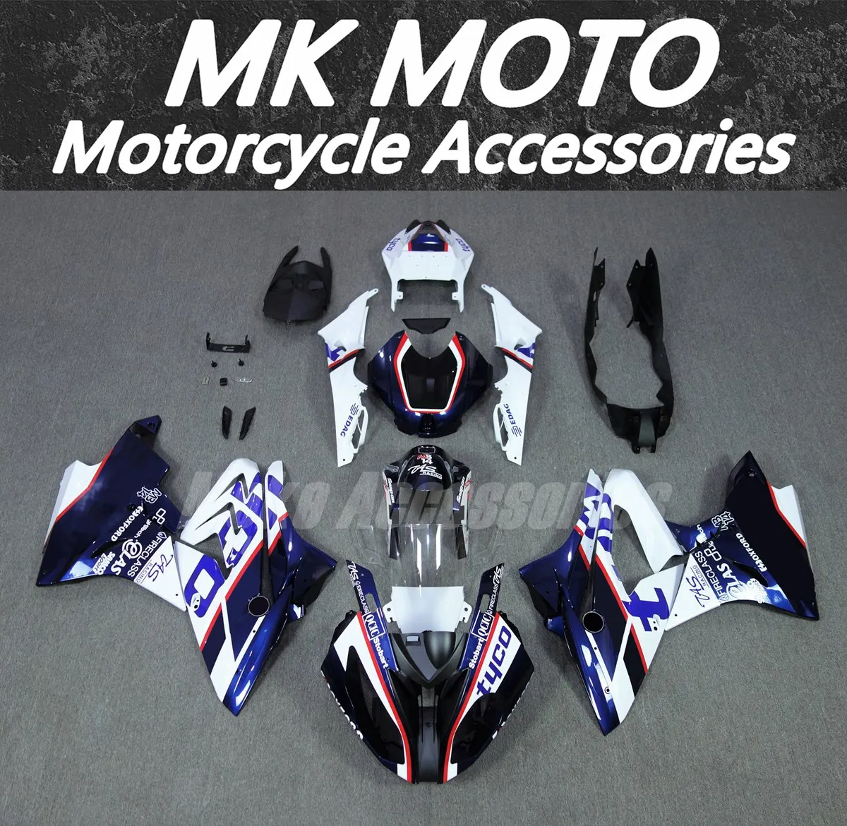 

Moke moto Motorcycle Fairings Kit Fit For S1000rr 2017 2018 Bodywork Set High Quality ABS Injection Dark Blue Black White Tyco