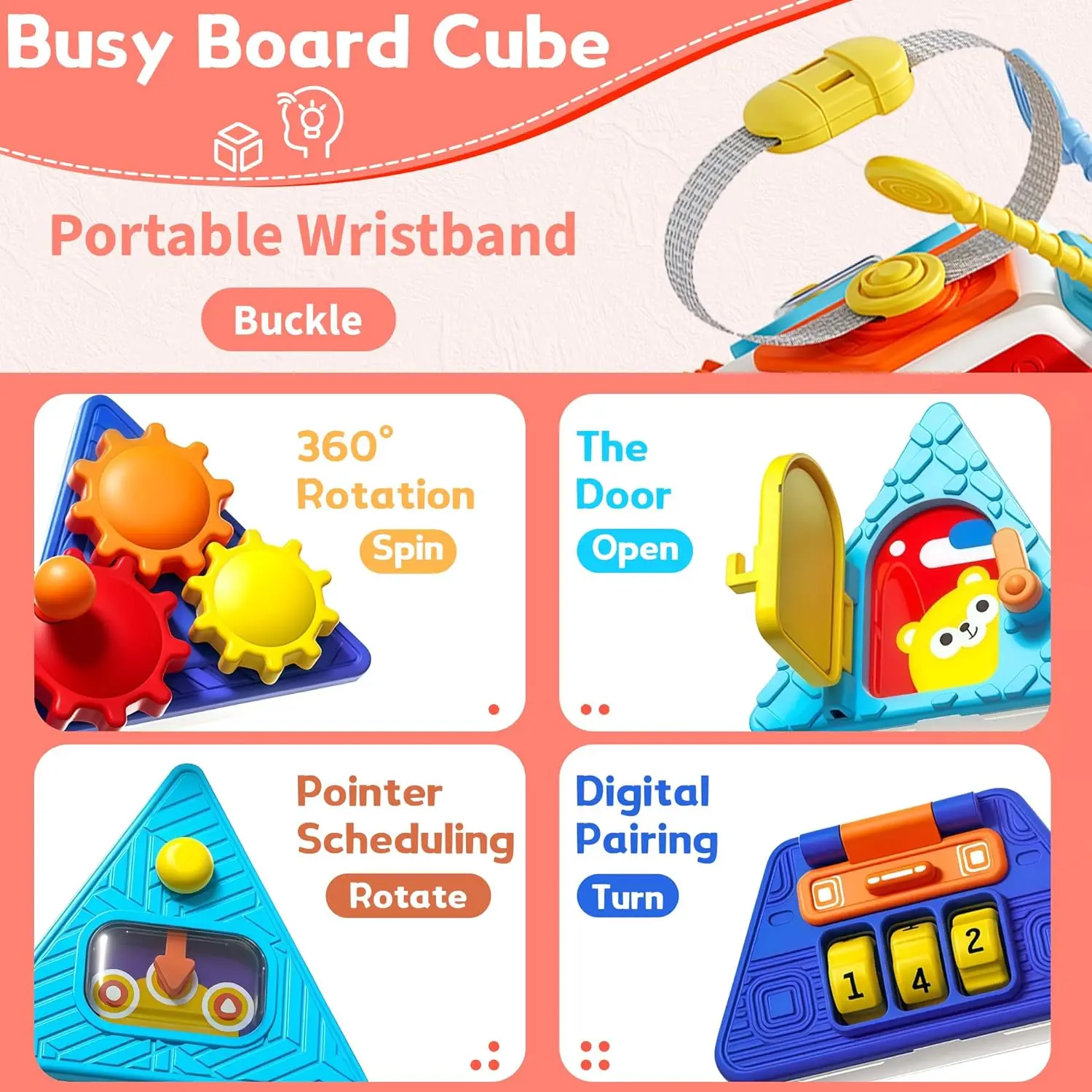 22 In 1 Montessori Busy Board Cube Sensory Educational Toy_voghion.com