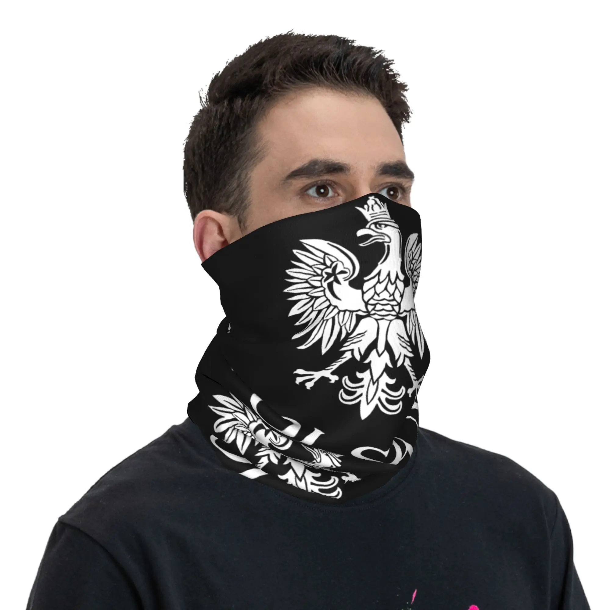Polska Bandana Zimowa Ocieplacz na Szyję Wiatroodporny Szalik na Twarz do Narciarstwa Lewandowski Herb Polski Gaiter Opaska na Głowę — zdjęcie 5