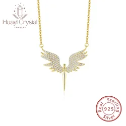 925 sterling silver accessible luxury inlaid zirconium angel wings necklace for women fashionniche style design clavicle chain