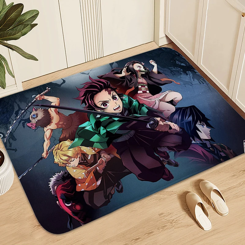 

Floor Mats Front Door D-Demons Slayer Anime Doormat Entrance Door Carpet for Bedroom Living Room Bathroom Rug Home Decorations