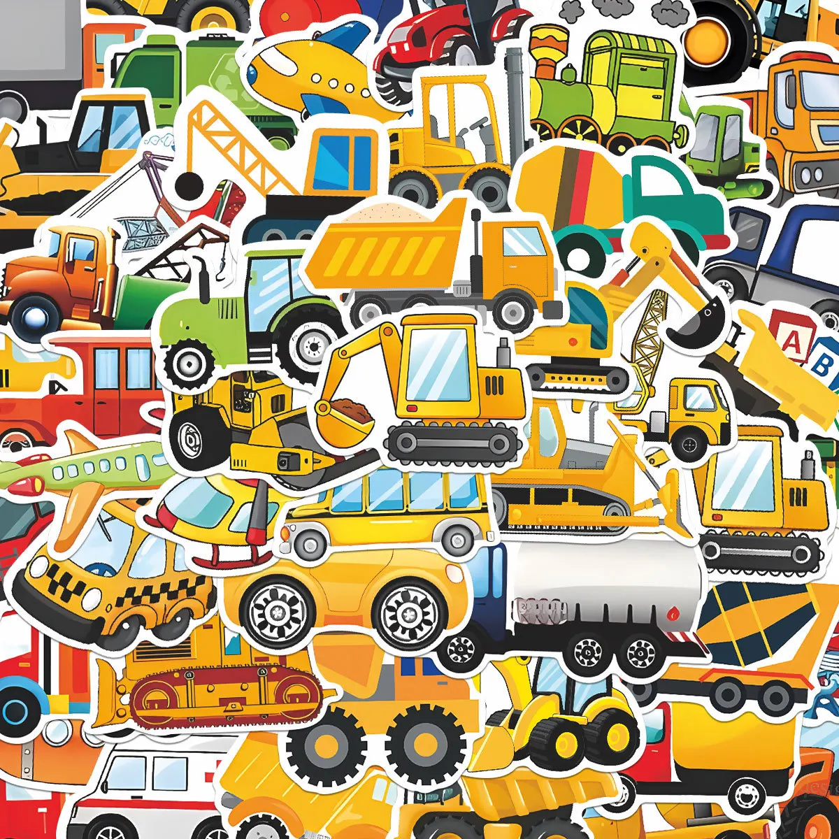 60Pcs Cartoon Truck Transports Stickers for Bedroom Teachers Decals Scrapbook Stationery Laptop Fridge Suitcase phone