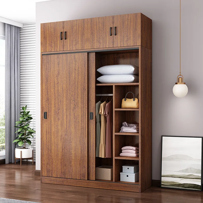 Modern Simple Home Bedroom Rental Room With Solid Wood Storage Wardrobe