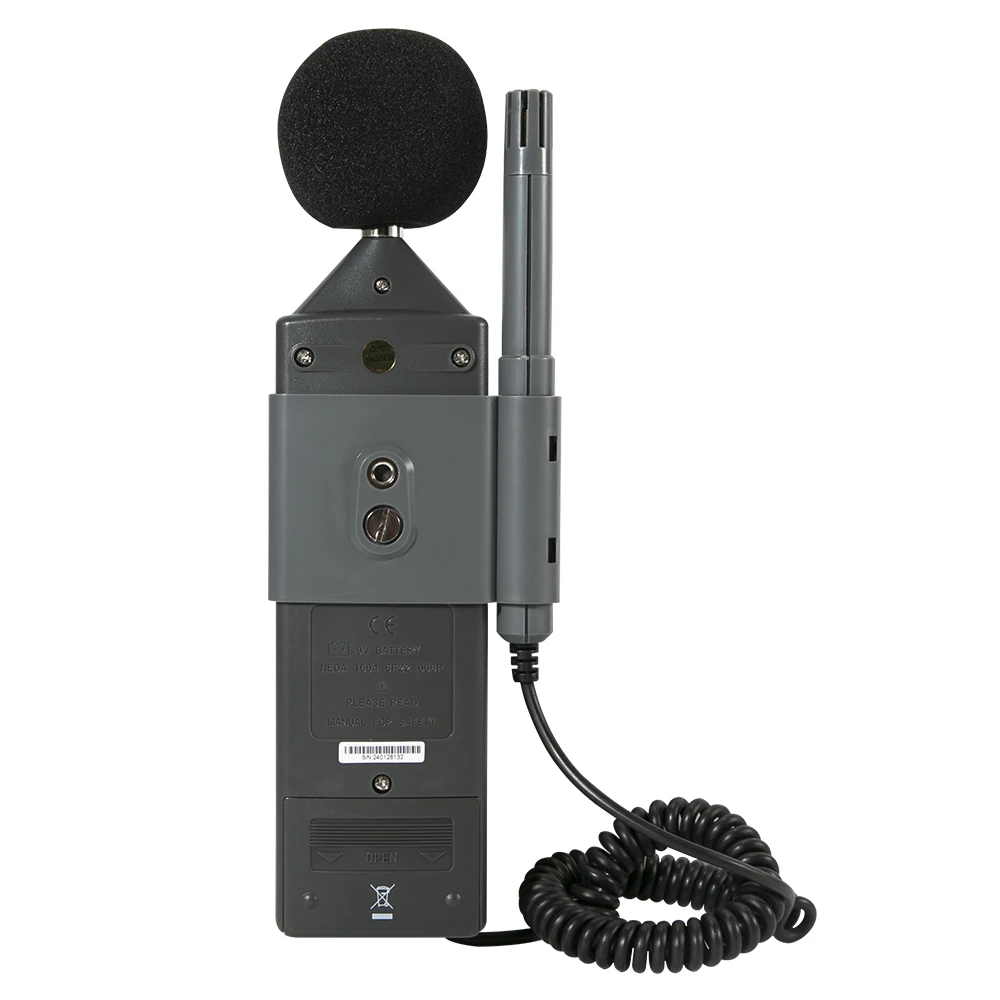 Digital Multifunctional Environmental Tester Plastic Photometric Noise Relative Temperature Humidity Meter Light Sound Level OEM
