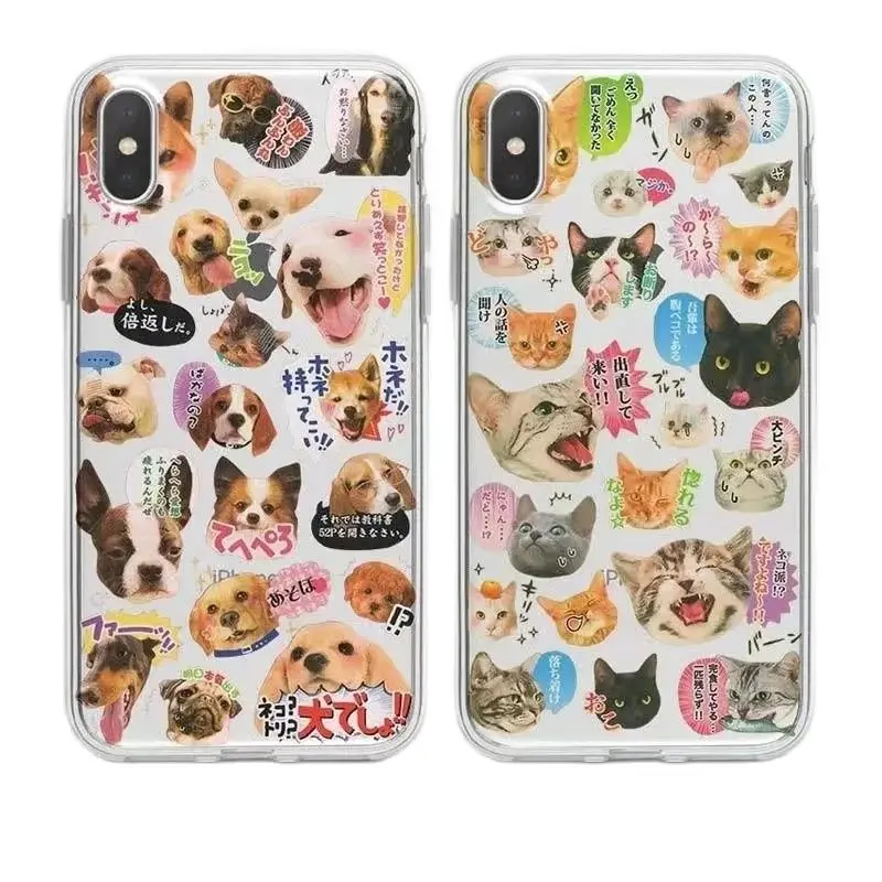 Cute Cat Dog Phone Case for iPhone 11 12 13 14 15 Pro Max 7 8 Plus Mini X XR XS SE TPU Coque Mobile Case