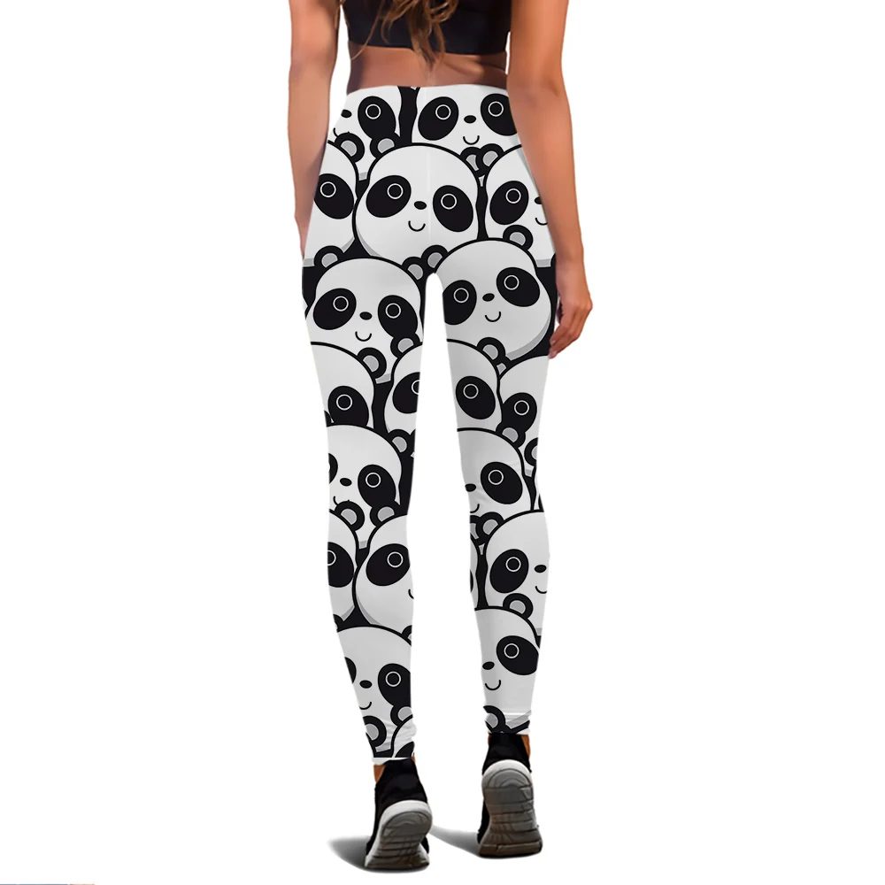 CLOOCL-mallas populares para mujer, pantalones de Yoga con estampado de Panda de dibujos animados, pantalones de cintura alta, pantalones ajustados sin costuras, ropa femenina