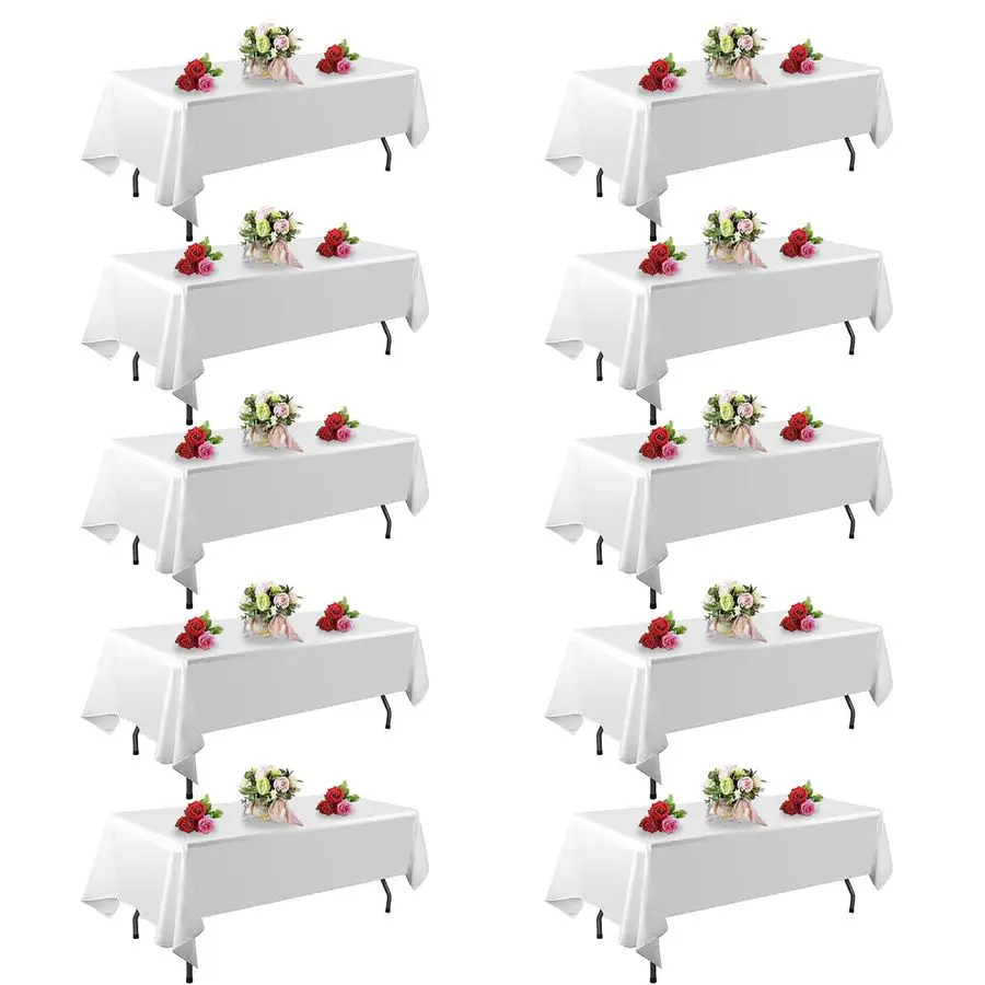 

Pack White Table Cloth Rectangle Table 60 x 102 Inch Tablecloths for 6 Foot Rectangle Tables. Stain and Winkle Resistant Polyest