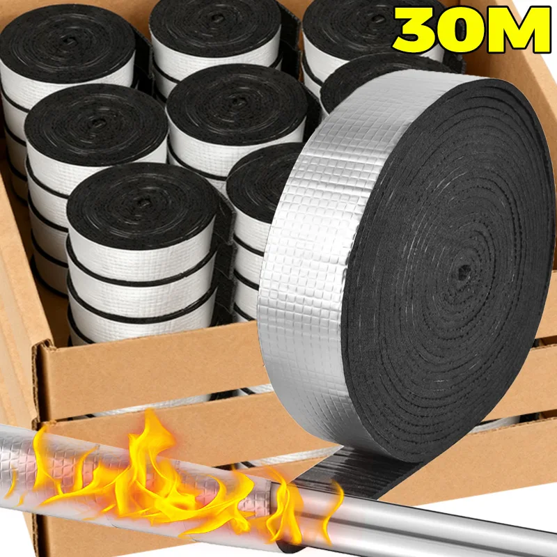التجمد الأنابيب العزل الشريط في الهواء الطلق الألومنيوم احباط المطاط رغوة الشريط الذاتي لاصق الشتاء تجميد انبوب ماء التفاف الشريط لفة #1