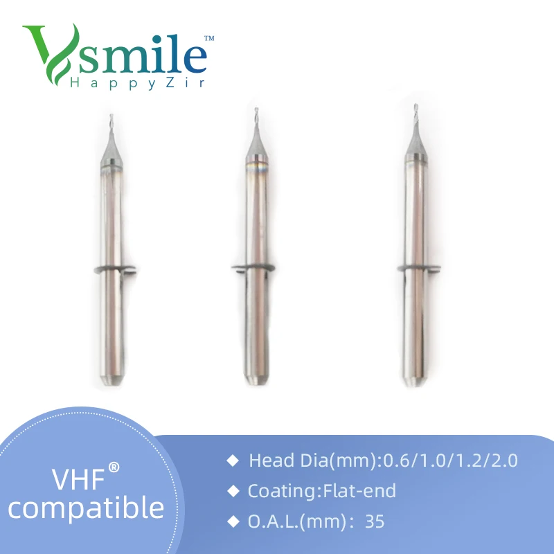 

VHF Milling Tools for Metal Titanium cocr in CADCAM Dental Lab VHF R5 S5 Make Coping and Bridge With Tisin Coating