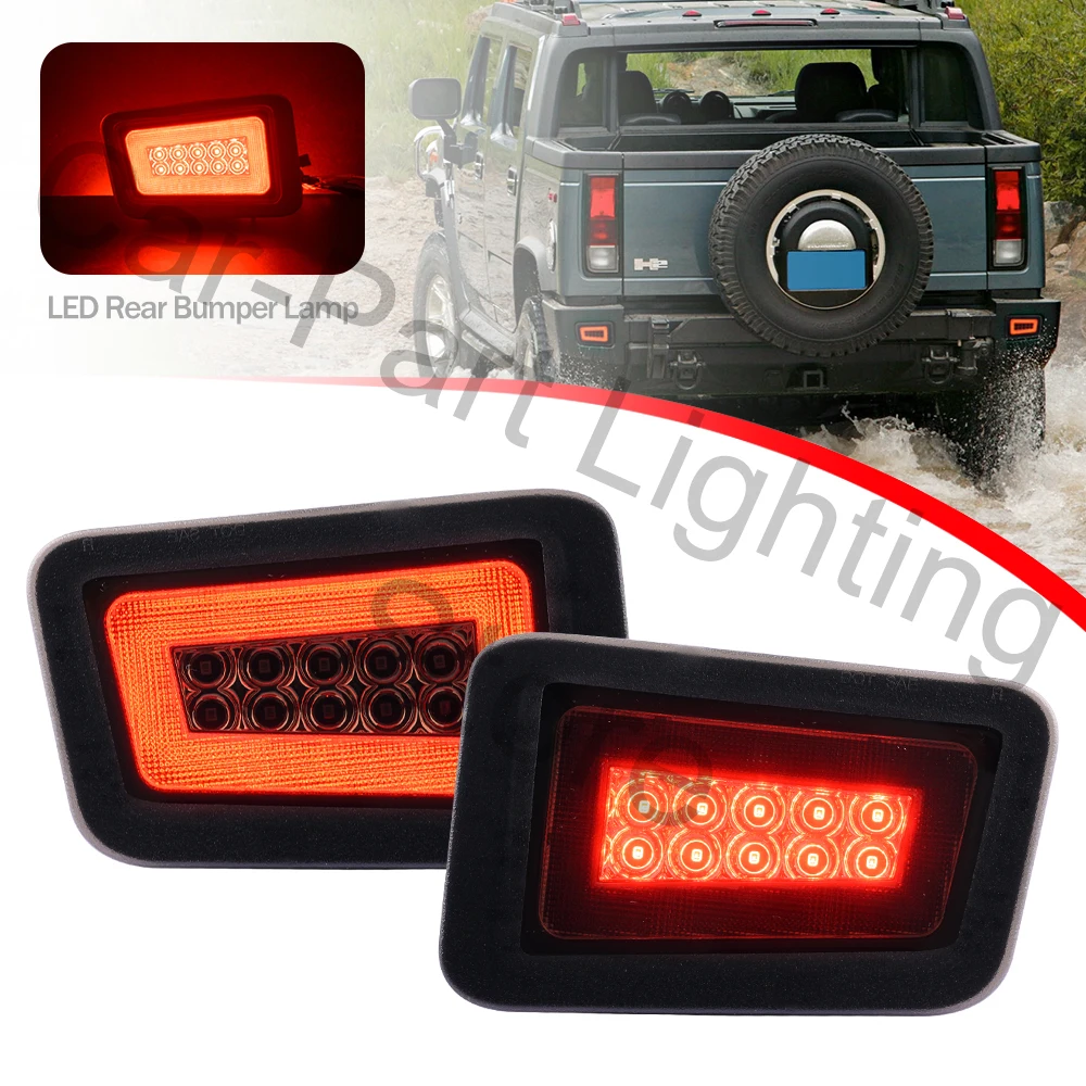 2pcs For 2005-2009 Hummer H2 LED Bumper Reflector Lights Function as Tail,Brake Rear Fog Lamps,Turn Signal Lights