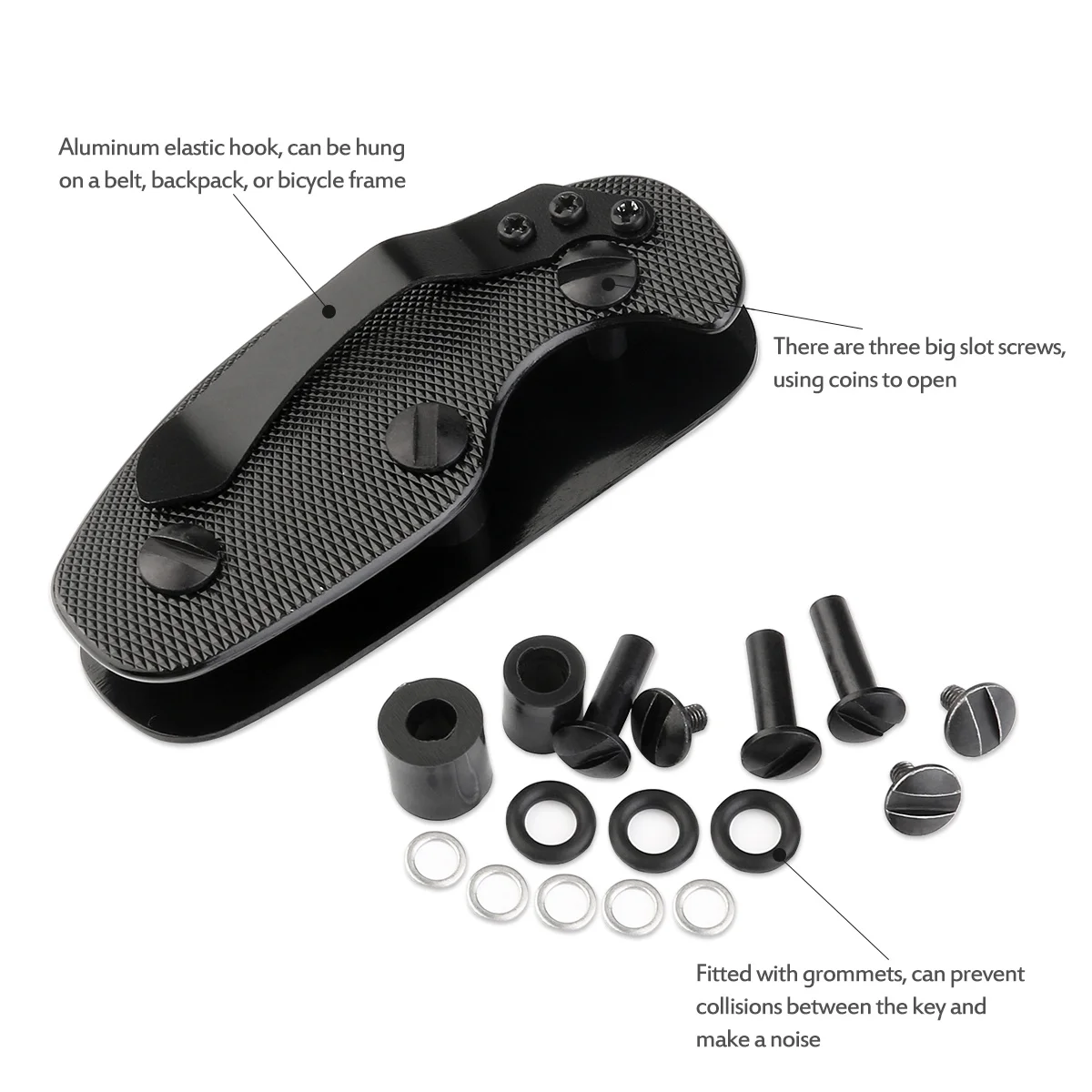 

Aluminum Key Holder Clip Minimalist Tough Alloy Structure Fits Approx 6 Keys Fast Access Outdoor Everyday Carry