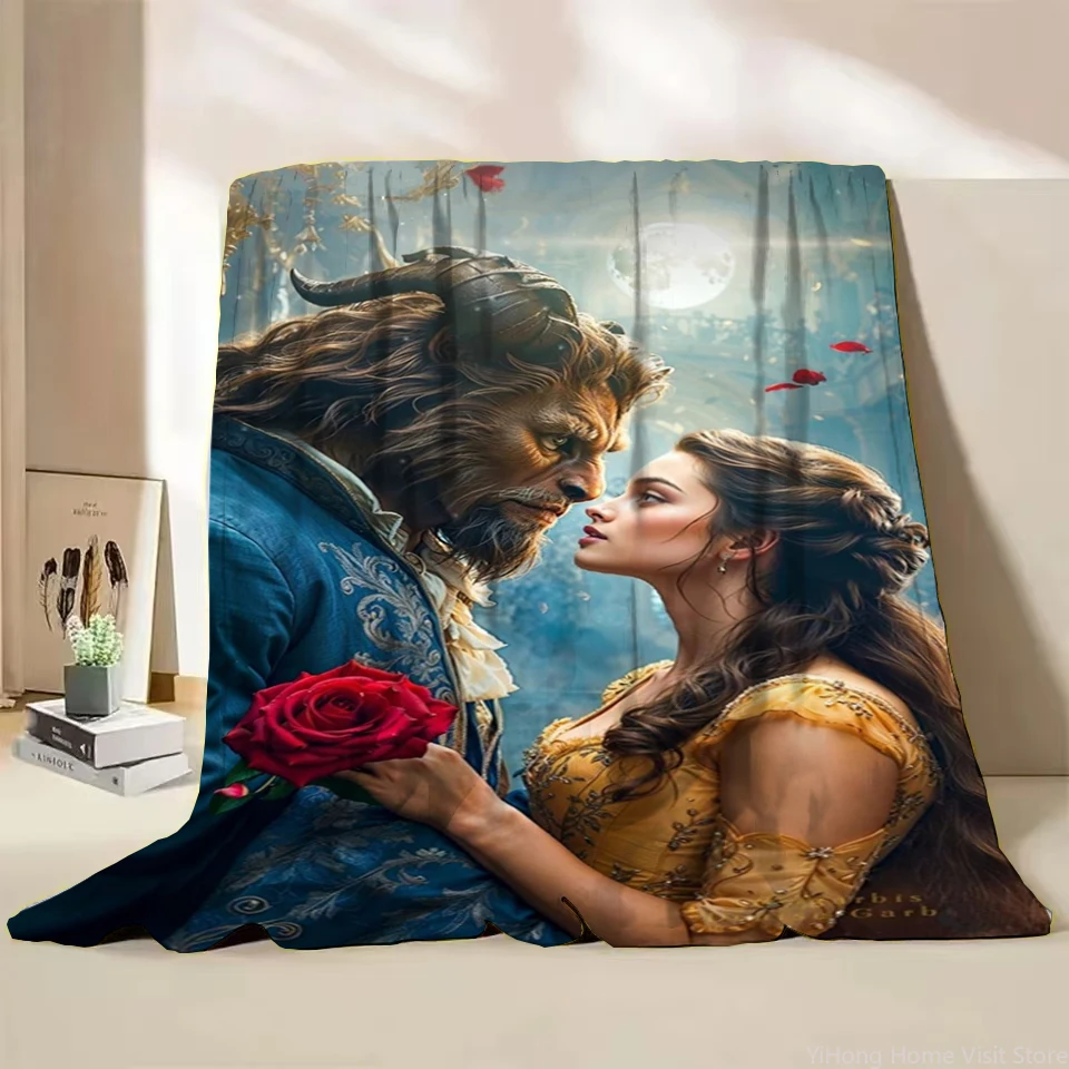 Disney Beauty and the Beast HD Flannel Thin Blanket King Size Luxury Winter Throw Travel Blankets for Children Sofa Fashion Gift