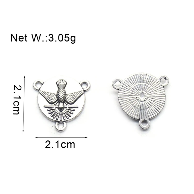 Ancient Peace Dove Triangle Rosary Necklace Connectors Accessories Three Holes DIY Religious  Jewelry view 2