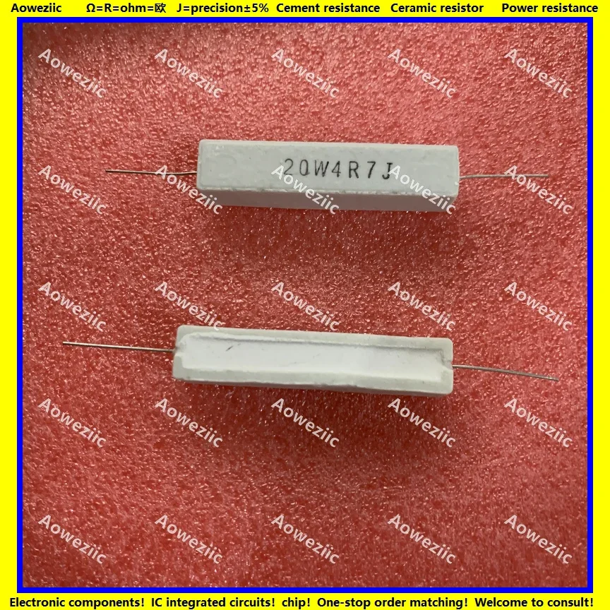 10Pcs RX27 Horizontal cement resistor 20W 4.7 ohm 20W 4.7R 4.7RJ 20W4R7J Ceramic Resistance precision 5% Power resistance