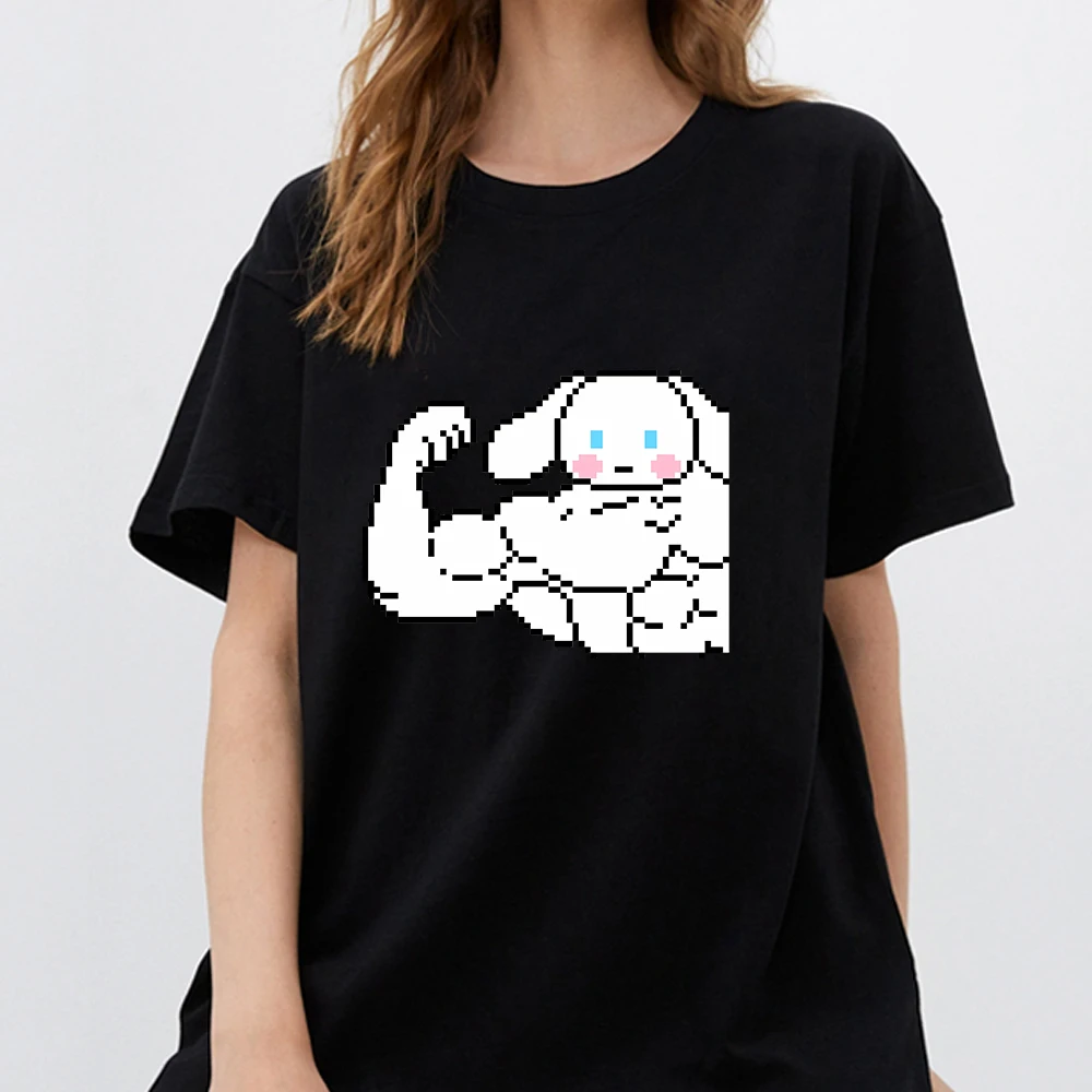 

Muscle Cinnamoroll Print Women Cotton Tshirt Harajuku Streetwear Short Sleeve T Shirts Cartoon Casual Woman Tops Clothes