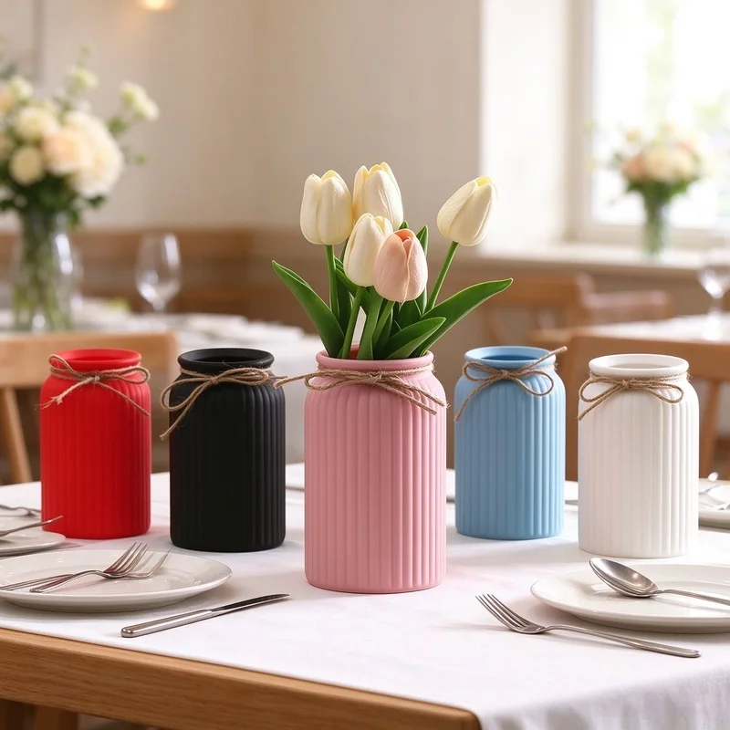 insStylish and minimalist macaron-colored striped plastic flower pot, designed for succulents, perfect as a small decorative pie