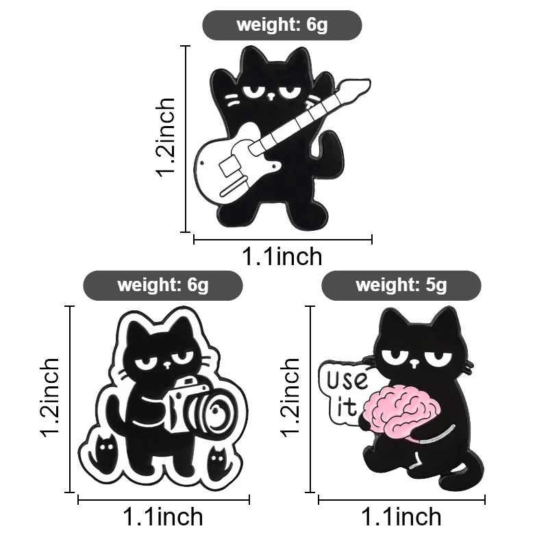 Glücksausschmung Katzen-Kollektion: Emaille-Pins, Anime-Katzenmädchen, Zaubertrank, Schwarze Katze, Elfenkatze & Blumen-Broschen, Rucksack- und Revers-Pins – Detail 4
