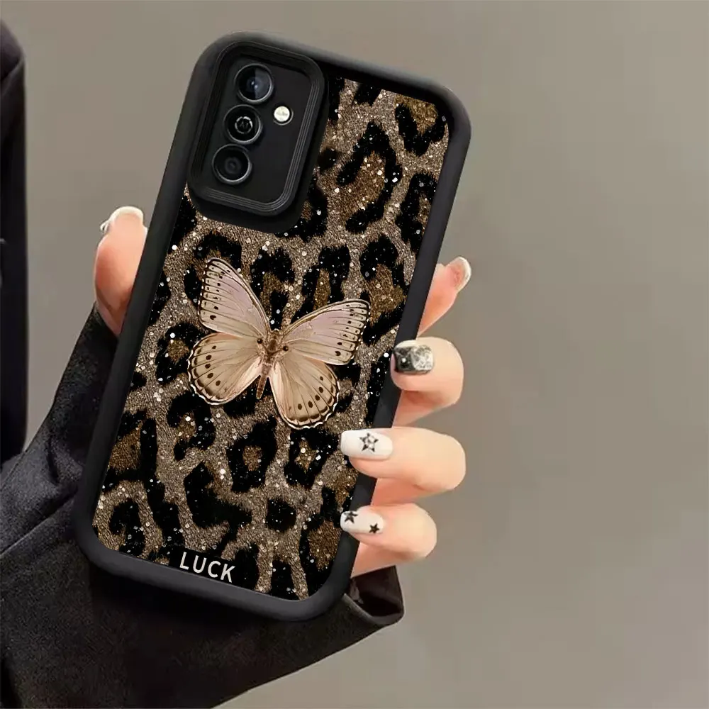 Anti-Drop Soft TPU Phone Case For Samsung Galaxy A73 A72 A71 A56 A55 A54 A53 A52 A52s A50 5G 4G Butterfly Leopard Print Cover view 6