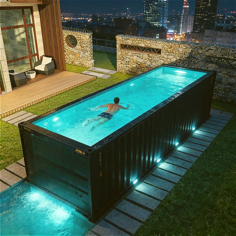 Container Swimming Pool Portable Stainless Steel Container Pool Above Ground Resort Courtyard Outdoor Water Recreation Custom