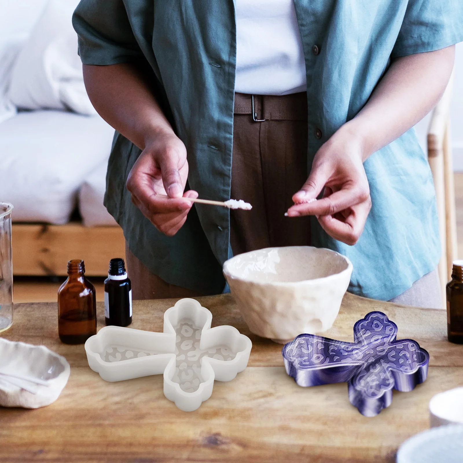 

2pcs Cross Mold Silicone Plaster Resin Casting Mold For Diy Jewelry Pendant Keychain Home Decor Ornament Car Freshener Craft