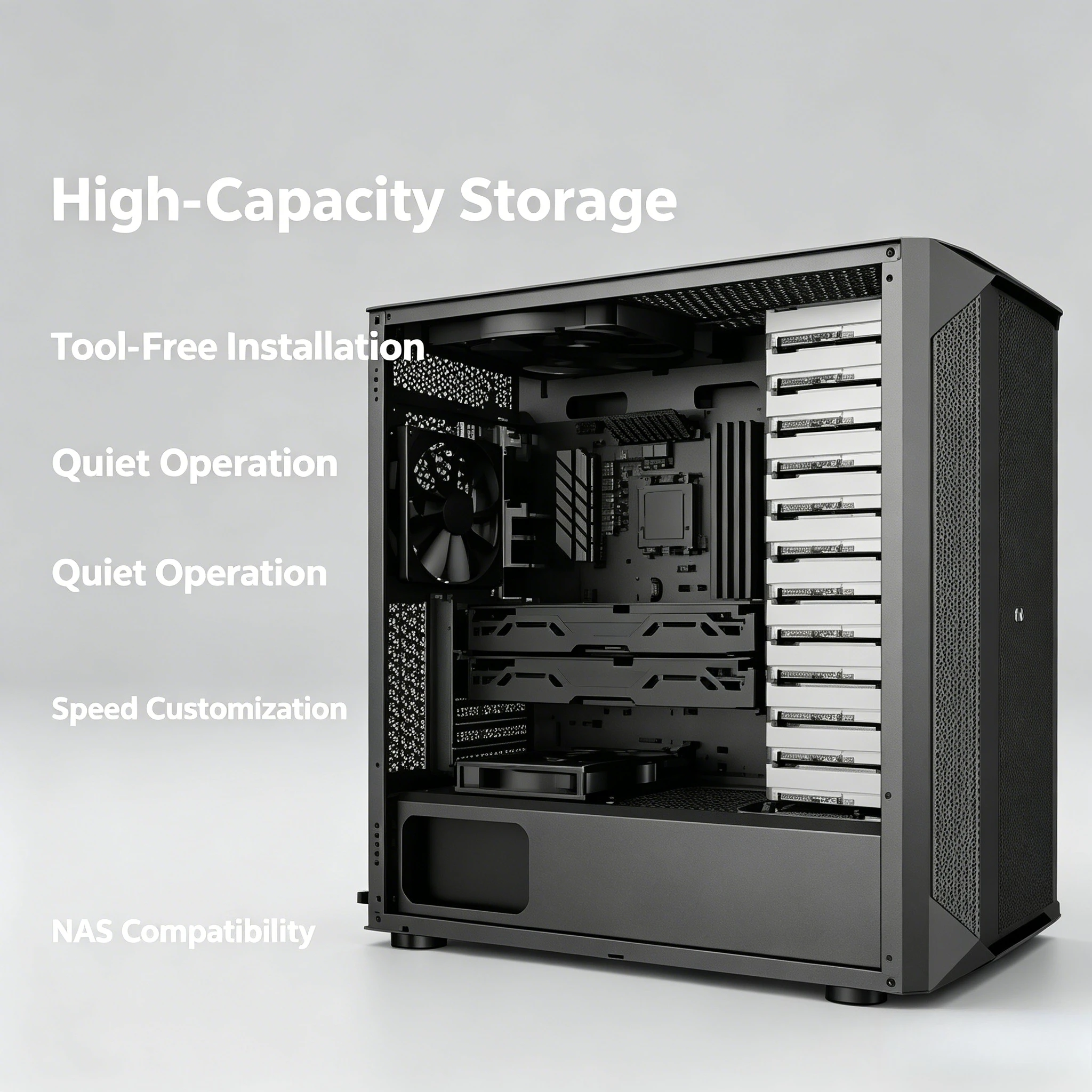 3.5 Inch Multi-Bay Hard Drive Chassis, Storage Enclosure for Desktop PC NAS Data Storage