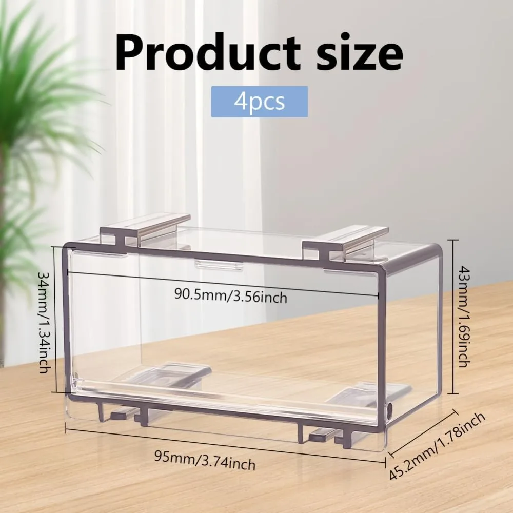 4Pcs Mini Model Cars Display Case 1/64 Scale Gray Tiny Stackable Matchbox Display Cabinet UV Protect Micro Plastic Display