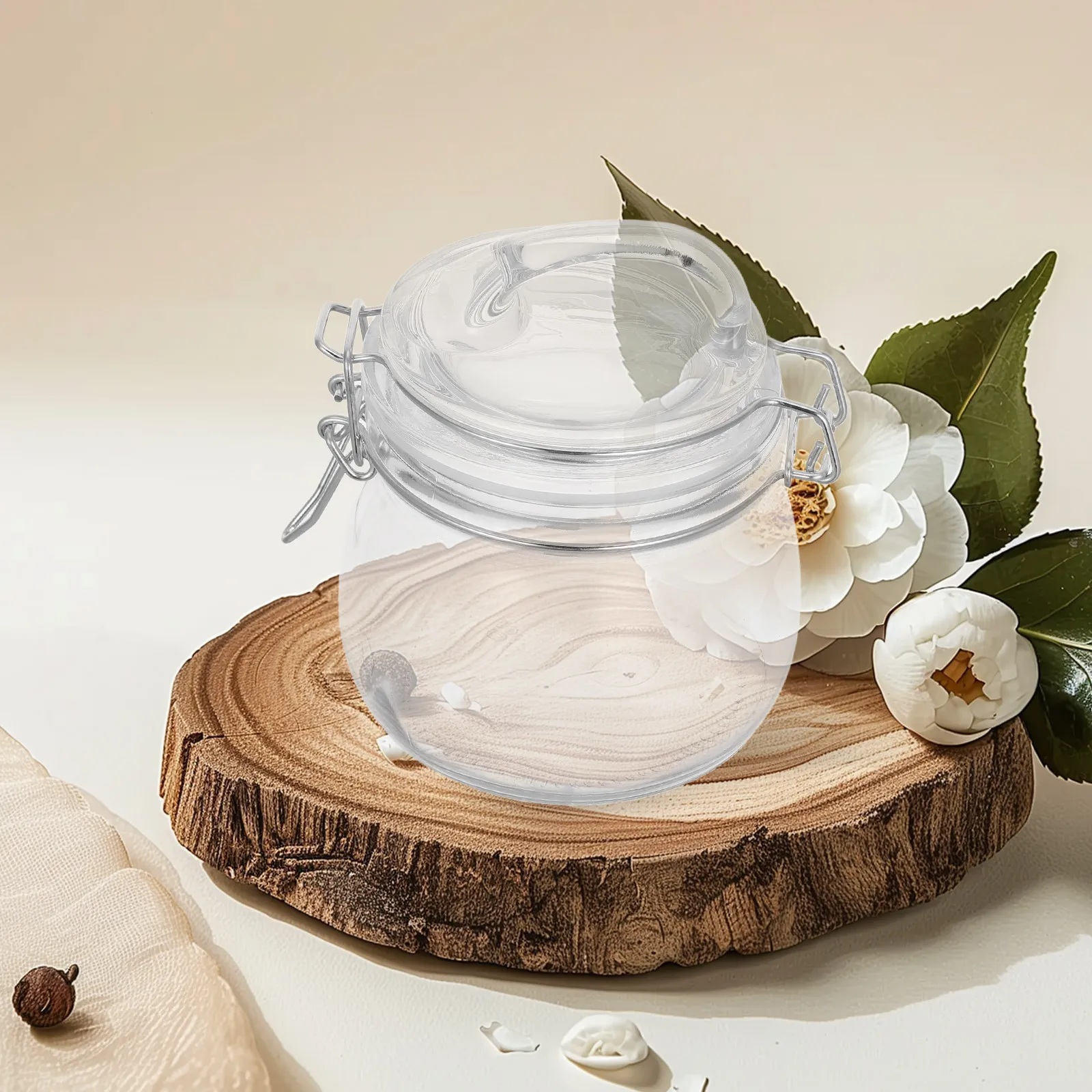 

Glass Storage Jar Airtight Kitchen Honey Pickles Transparent Sealed Food Container 500ml Handle Preserving Jar