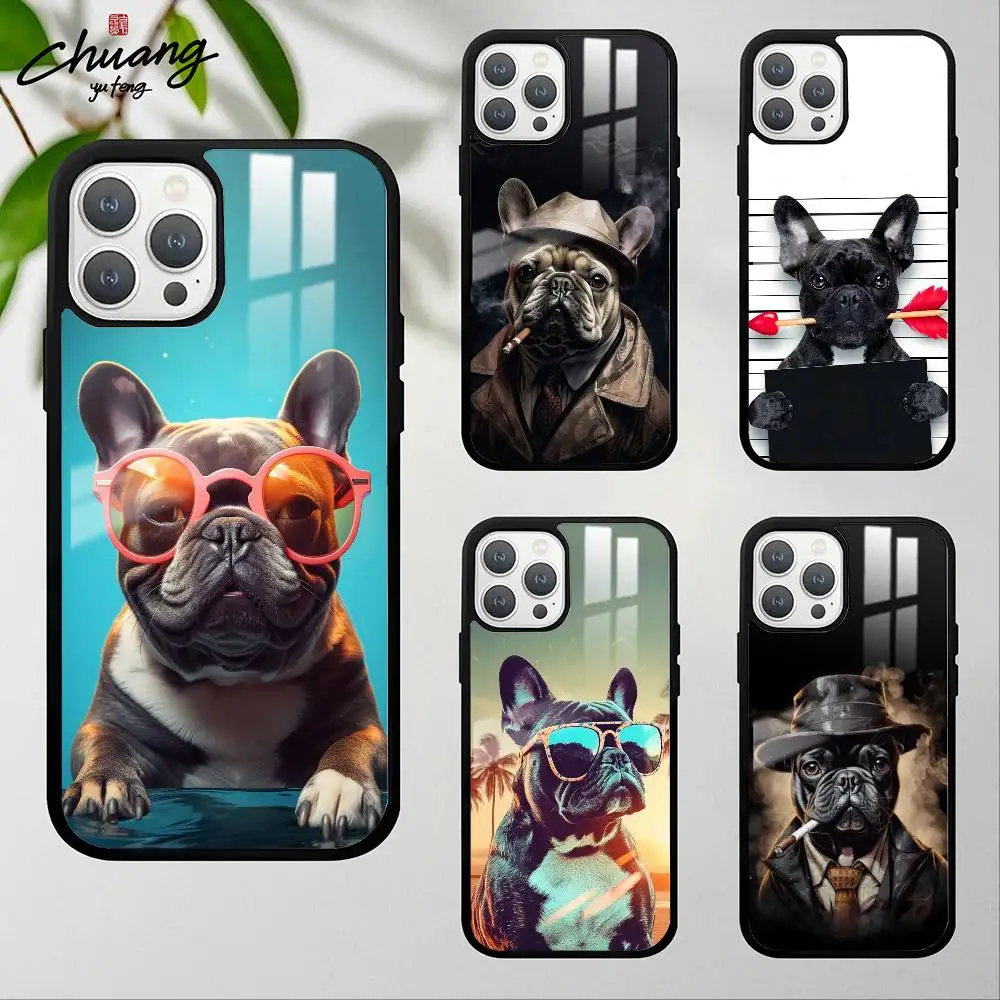 

French Bulldog Phone Case For 17 12 13 14 15 16Pro Max mini Plus strong magnetic attraction