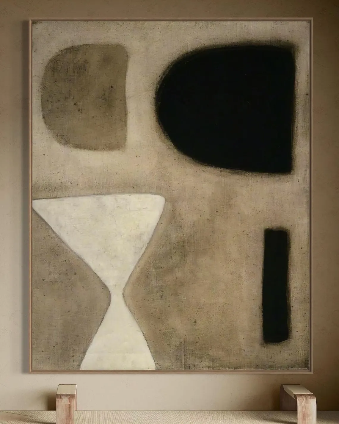 Large Abstract Textured Handmade Painting Mustard Yellow Abstract Painting Mid Century Modern Wall Art Beige Painting Home Art