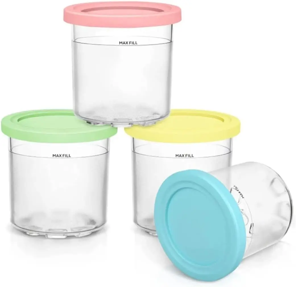 

4Pcs/SET Ice Cream Storage Containers Leak Proof Dishwasher Safe for Ninja Creami Maker 11-in-1 NC501 NC500 Series